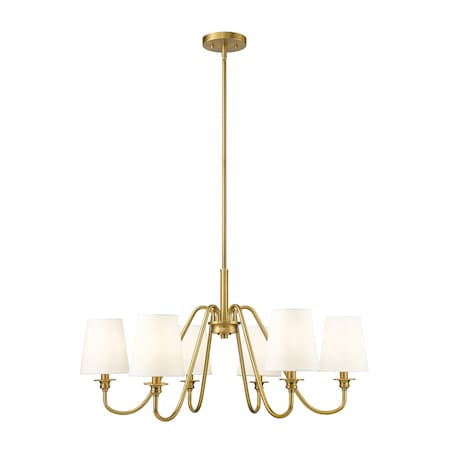 Z-Lite Gianna Chandelier, 6-Light, 32 In.W x 17 In.H, Modern Gold/White 7509-6-32MGLD